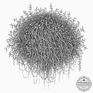 Tattoo sketch, undergrowth of data vines, a d... - эскиз тату (№1752349773_0, 12.07.2025 19:49) — tattoo-photo.ru