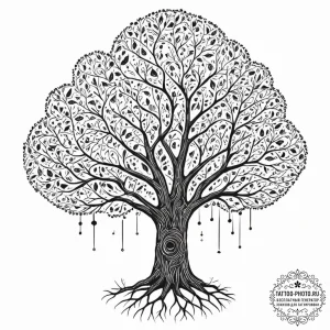Tattoo sketch, ubiquitous data cloud tree, a... - эскиз тату (№1752350365_0, 12.07.2025 19:59) — tattoo-photo.ru