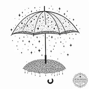 Tattoo sketch, umbrella of starlight, an open... - эскиз тату (№1752350620_0, 12.07.2025 20:03) — tattoo-photo.ru