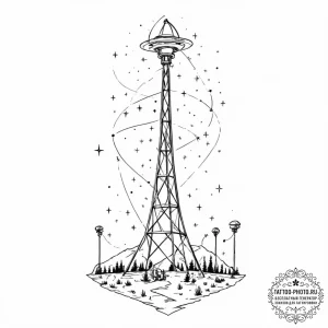 Tattoo sketch, uplink antenna, cosmic connect... - эскиз тату (№1752351042_0, 12.07.2025 20:10) — tattoo-photo.ru
