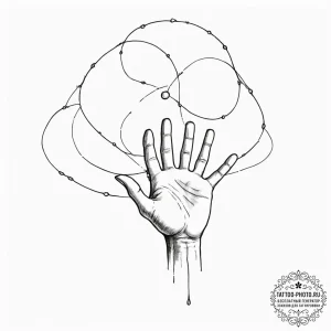 Tattoo sketch, unseen threads of fate, a huma... - эскиз тату (№1752351381_0, 12.07.2025 20:16) — tattoo-photo.ru