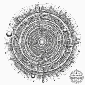 Tattoo sketch, vortex of virtual visions, a s... - эскиз тату (№1752352311_0, 12.07.2025 20:31) — tattoo-photo.ru