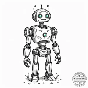 Tattoo sketch, virtuous vanguard robot, a sle... - эскиз тату (№1752353244_0, 12.07.2025 20:47) — tattoo-photo.ru