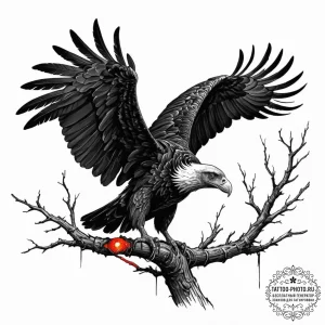 Tattoo sketch, vulture of vengeance, digital... - эскиз тату (№1752353836_0, 12.07.2025 20:57) — tattoo-photo.ru