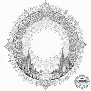 Tattoo sketch, valhalla gateway (digital), a... - эскиз тату (№1752354936_0, 12.07.2025 21:15) — tattoo-photo.ru