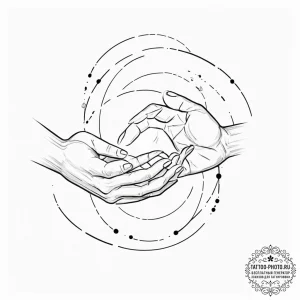 Tattoo sketch, virtual reality handshake, two... - эскиз тату (№1752355191_0, 12.07.2025 21:19) — tattoo-photo.ru