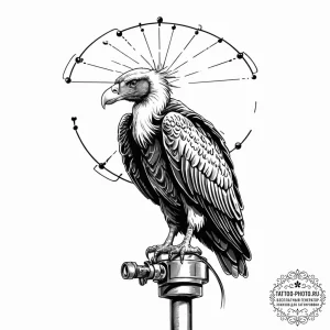 Tattoo sketch, vulture of vigilance, data vis... - эскиз тату (№1752355613_0, 12.07.2025 21:26) — tattoo-photo.ru