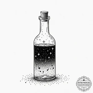 Tattoo sketch, vessel of cosmic dust, a delic... - эскиз тату (№1752355696_0, 12.07.2025 21:28) — tattoo-photo.ru