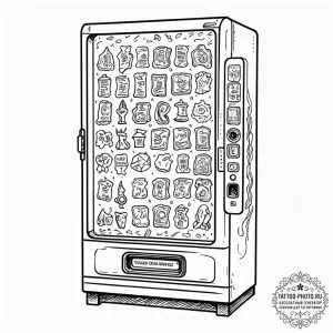 Tattoo sketch, vending machine of virtues, a... - эскиз тату (№1752355950_0, 12.07.2025 21:32) — tattoo-photo.ru