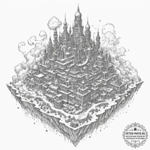 Tattoo sketch, volumetric fog, hidden realiti... - эскиз тату (№1752356035_0, 12.07.2025 21:33) — tattoo-photo.ru