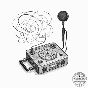 Tattoo sketch, voice recorder, spectral playb... - эскиз тату (№1752356204_0, 12.07.2025 21:36) — tattoo-photo.ru