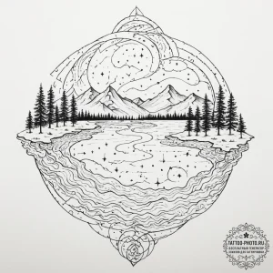 Tattoo sketch, winding waterway of wisdom (da... - эскиз тату (№1752356542_0, 12.07.2025 21:42) — tattoo-photo.ru
