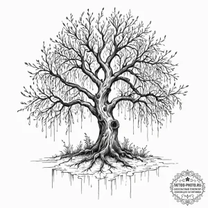 Tattoo sketch, whispering willow of wi-fi, an... - эскиз тату (№1752356880_0, 12.07.2025 21:48) — tattoo-photo.ru
