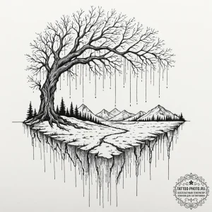 Tattoo sketch, weeping wall, healing code, a... - эскиз тату (№1752357052_0, 12.07.2025 21:50) — tattoo-photo.ru