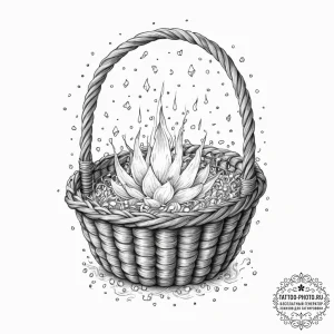 Tattoo sketch, woven basket of wishes (data s... - эскиз тату (№1752358744_0, 12.07.2025 22:19) — tattoo-photo.ru