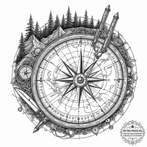 Tattoo sketch, wilderness survival kit, digit... - эскиз тату (№1752358913_0, 12.07.2025 22:21) — tattoo-photo.ru