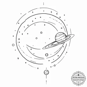 Tattoo sketch, wandering planet, homebound li... - эскиз тату (№1752359254_0, 12.07.2025 22:27) — tattoo-photo.ru