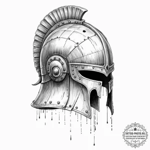Tattoo sketch, warrior's helmet, digital scar... - эскиз тату (№1752359510_0, 12.07.2025 22:31) — tattoo-photo.ru