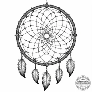 Tattoo sketch, woven dream catcher, abstract... - эскиз тату (№1752359679_0, 12.07.2025 22:34) — tattoo-photo.ru