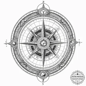 Tattoo sketch, x-ray vision compass, an antiq... - эскиз тату (№1752360648_0, 12.07.2025 22:50) — tattoo-photo.ru