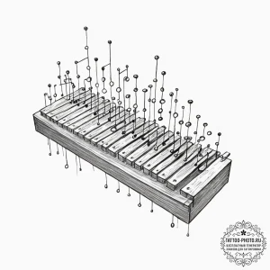 Tattoo sketch, xylophone bridge, harmonic dat... - эскиз тату (№1752361172_0, 12.07.2025 22:59) — tattoo-photo.ru