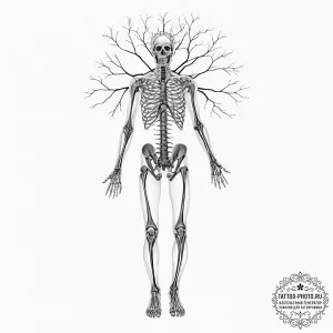 Tattoo sketch, x-ray of the soul, a stylized... - эскиз тату (№1752361344_0, 12.07.2025 23:02) — tattoo-photo.ru