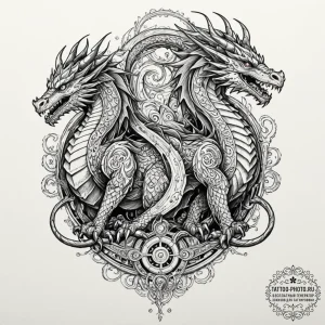 Tattoo sketch, xylography of cybernetic beast... - эскиз тату (№1752361515_0, 12.07.2025 23:05) — tattoo-photo.ru