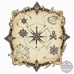 Tattoo sketch, x-marks the spot, data treasur... - эскиз тату (№1752361602_0, 12.07.2025 23:06) — tattoo-photo.ru