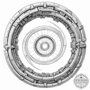 Tattoo sketch, xenochronism portal, a swirlin... - эскиз тату (№1752361688_0, 12.07.2025 23:08) — tattoo-photo.ru