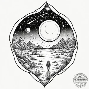 Tattoo sketch, exoplanet explorer's lantern,... - эскиз тату (№1752362286_0, 12.07.2025 23:18) — tattoo-photo.ru