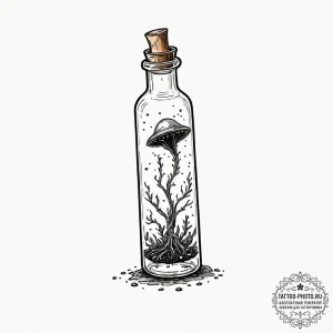 Tattoo sketch, xeno-botanist's vial, a clear... - эскиз тату (№1752362637_0, 12.07.2025 23:23) — tattoo-photo.ru