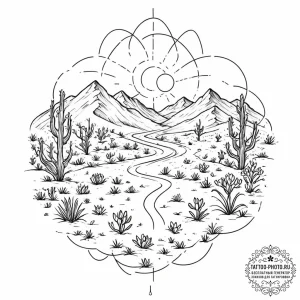 Tattoo sketch, xeriscape, data irrigation, a... - эскиз тату (№1752363229_0, 12.07.2025 23:33) — tattoo-photo.ru