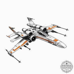Tattoo sketch, x-wing starfighter, quantum dr... - эскиз тату (№1752363905_0, 12.07.2025 23:45) — tattoo-photo.ru