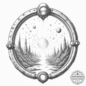 Tattoo sketch, xenodochial portal to the unkn... - эскиз тату (№1752363990_0, 12.07.2025 23:46) — tattoo-photo.ru