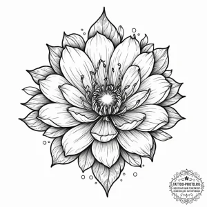 Tattoo sketch, xenochronistic bloom, a flower... - эскиз тату (№1752364160_0, 12.07.2025 23:49) — tattoo-photo.ru