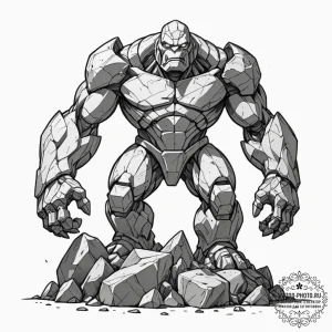 Tattoo sketch, xenolithic golem awakening, a... - эскиз тату (№1752364412_0, 12.07.2025 23:53) — tattoo-photo.ru
