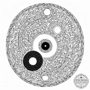 Tattoo sketch, yin-yang of yarn and circuits,... - эскиз тату (№1752364836_0, 13.07.2025 00:00) — tattoo-photo.ru