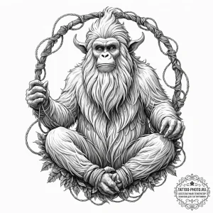 Tattoo sketch, yeti's yarn of lore (digital),... - эскиз тату (№1752364922_0, 13.07.2025 00:02) — tattoo-photo.ru