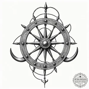 Tattoo sketch, yachtsman's yoke, cosmic curre... - эскиз тату (№1752365091_0, 13.07.2025 00:04) — tattoo-photo.ru