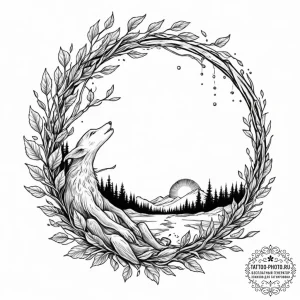 Tattoo sketch, young sprout, yawning portal,... - эскиз тату (№1752365176_0, 13.07.2025 00:06) — tattoo-photo.ru