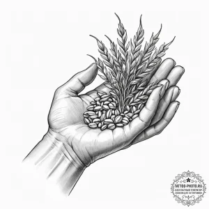 Tattoo sketch, yielding harvest, data seeds,... - эскиз тату (№1752366694_0, 13.07.2025 00:31) — tattoo-photo.ru