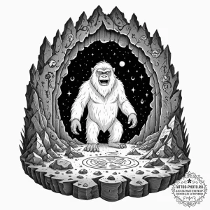 Tattoo sketch, yeti's cave, holographic lore,... - эскиз тату (№1752366862_0, 13.07.2025 00:34) — tattoo-photo.ru