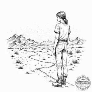 Tattoo sketch, youthful pioneer, virtual hori... - эскиз тату (№1752367115_0, 13.07.2025 00:38) — tattoo-photo.ru