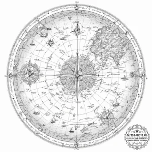 Tattoo sketch, yachtsman's map, data overlay,... - эскиз тату (№1752368539_0, 13.07.2025 01:02) — tattoo-photo.ru