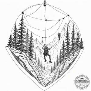 Tattoo sketch, zipline through the metaverse,... - эскиз тату (№1752369296_0, 13.07.2025 01:14) — tattoo-photo.ru