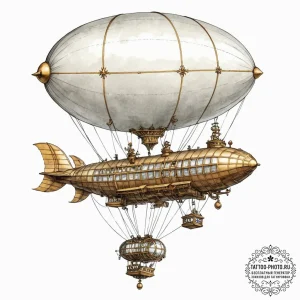 Tattoo sketch, zeppelin of zestful dreams, a... - эскиз тату (№1752369468_0, 13.07.2025 01:17) — tattoo-photo.ru