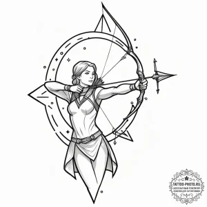 Tattoo sketch, zenith archer, cosmic arrow, a... - эскиз тату (№1752370239_0, 13.07.2025 01:30) — tattoo-photo.ru
