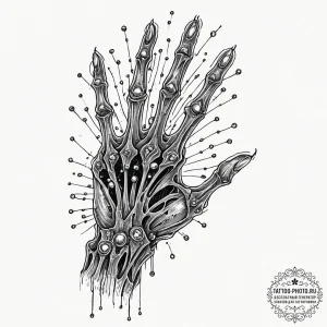 Tattoo sketch, zombie hand, data grasp, a dec... - эскиз тату (№1752370493_0, 13.07.2025 01:34) — tattoo-photo.ru