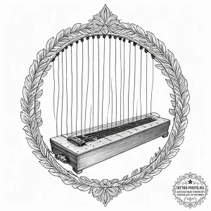 Tattoo sketch, zither of soulful vibrations,... - эскиз тату (№1752370750_0, 13.07.2025 01:39) — tattoo-photo.ru