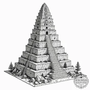 Tattoo sketch, zestful ziggurat of knowledge,... - эскиз тату (№1752371593_0, 13.07.2025 01:53) — tattoo-photo.ru